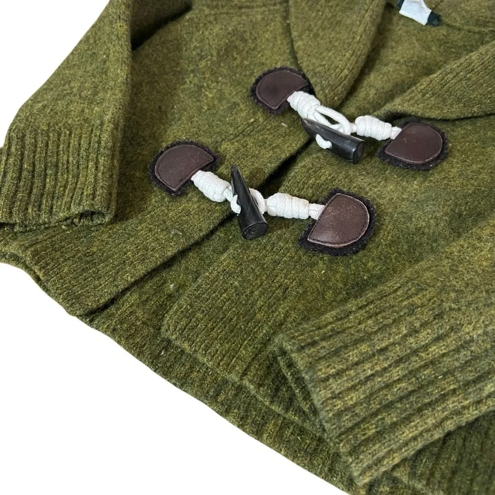 J.Crew Toddler Wool Cashmere Horn Toggle Button Sweater Coat Green Est 4T Preppy